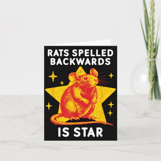 Rats Spelled Backwards Is Star Funny Rat Meme Card (Front)