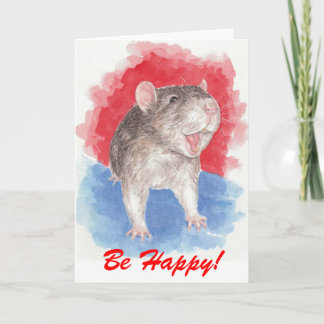 Rattie says Be Happy! Card
