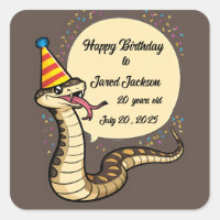 Rattle snake wearing birthday hat cartoon