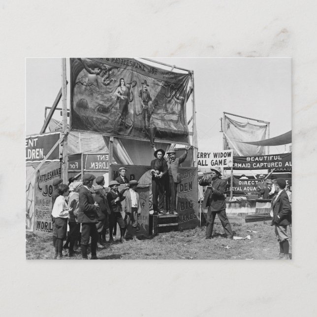 Rattlesnake Joe Sideshow, 1920s Postcard (Front)