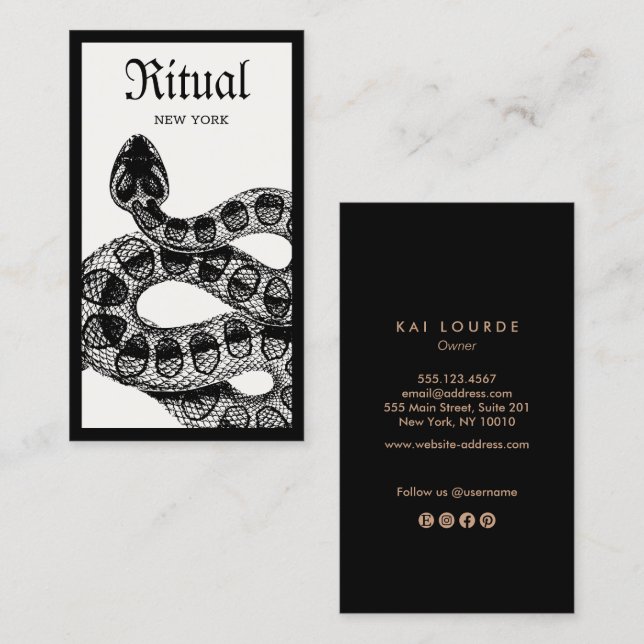 Rattlesnake Snake Macabre Business Card (Front/Back)