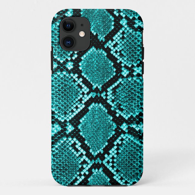 Rattlesnake Snake Skin Leather Faux blue Case-Mate iPhone Case (Back)