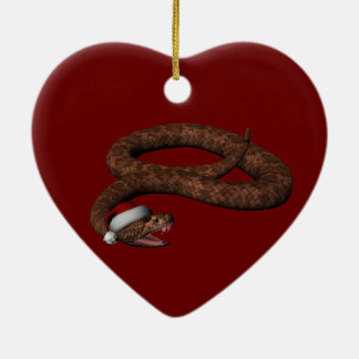 Rattlesnake With Santa Hat Ceramic Ornament