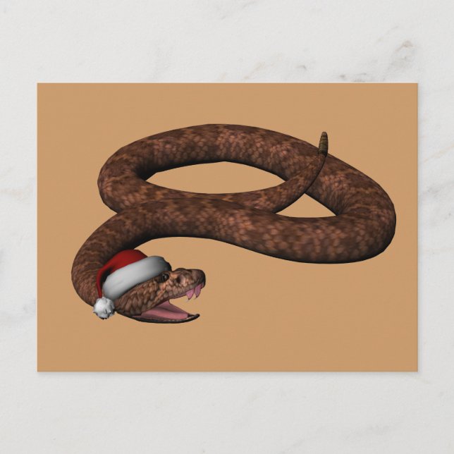 Rattlesnake With Santa Hat Holiday Postcard (Front)