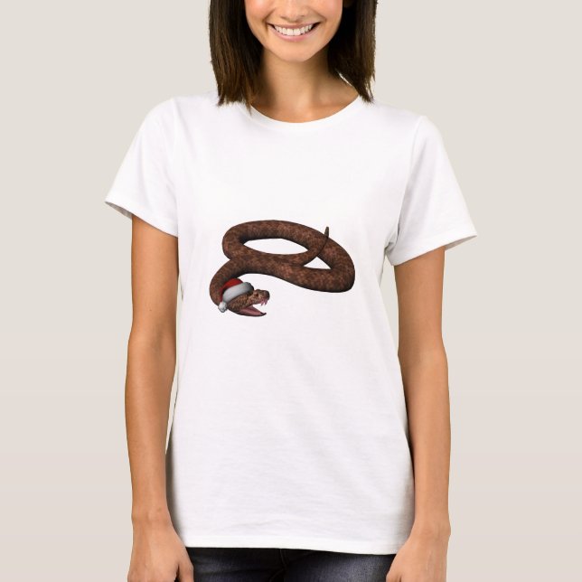 Rattlesnake With Santa Hat T-Shirt (Front)