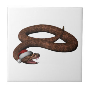 Rattlesnake With Santa Hat Tile