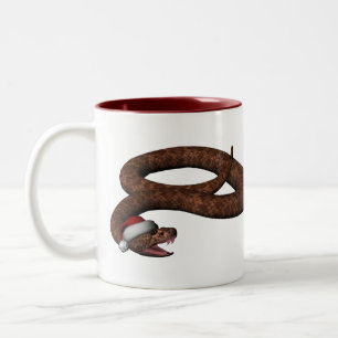 Rattlesnake With Santa Hat Two-Tone Coffee Mug