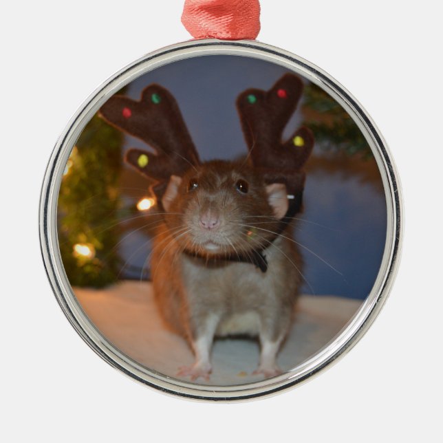Ratty Reindeer Metal Tree Decoration (Front)