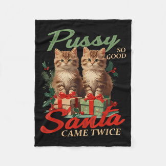 Raunchy Christmas Cat Naughty Funny Gag Prank Humo Fleece Blanket