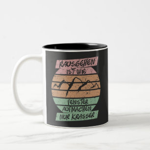 Rausgehen ist krasser, Sonnenuntergang, Berge  The Two-Tone Coffee Mug