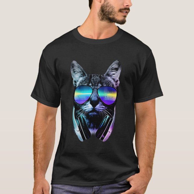 Rave Cat Edm Kitten Dj Kitty Tech House Music Unde T-Shirt (Front)