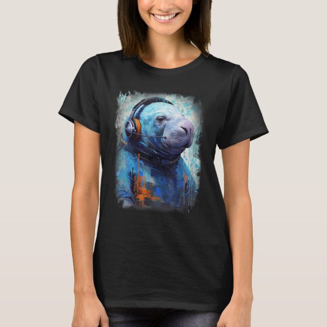 Rave EDM Manatee Headphone T-Shirt (Front)