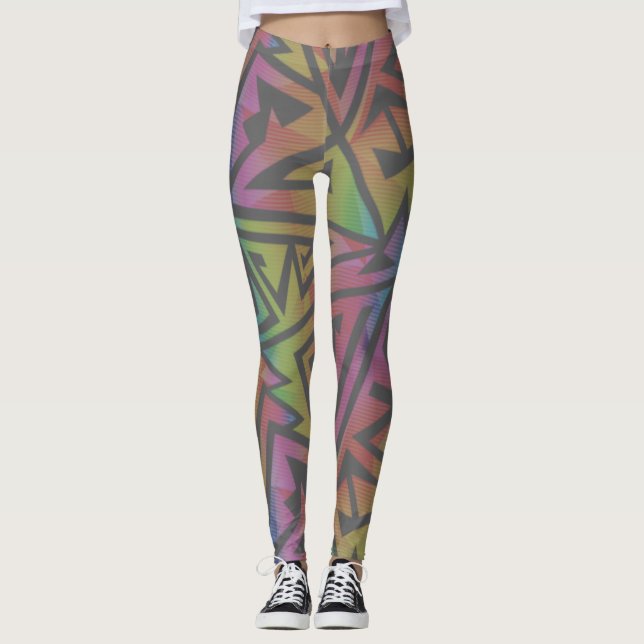 Rave EDM Rainbow Grey Leggings (Front)