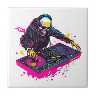 Rave Skull � EDM Party Skeleton DJ Ceramic Tile