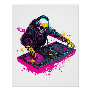 Rave Skull � EDM Party Skeleton DJ Poster