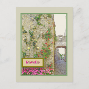 RAVELLO,ITALY/COBBLESTONE STREET, ARCHWAY, ROSES POSTCARD