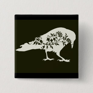 Raven 15 Cm Square Badge