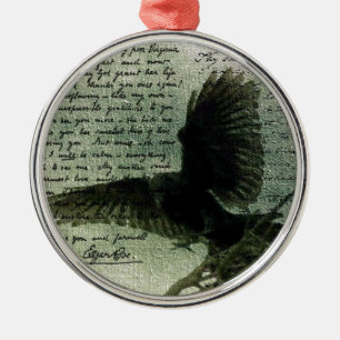 Raven 3 metal ornament