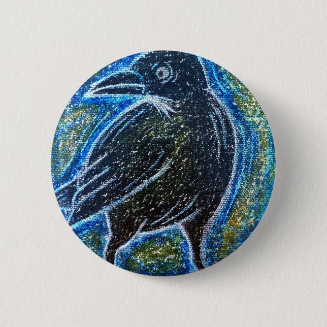 Raven 6 Cm Round Badge (Front)