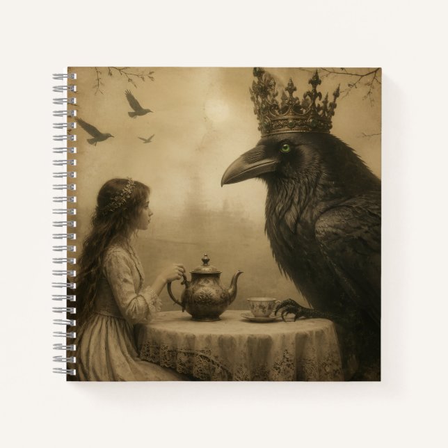 Raven and Child Tea Party Spiral Notebook (Front)