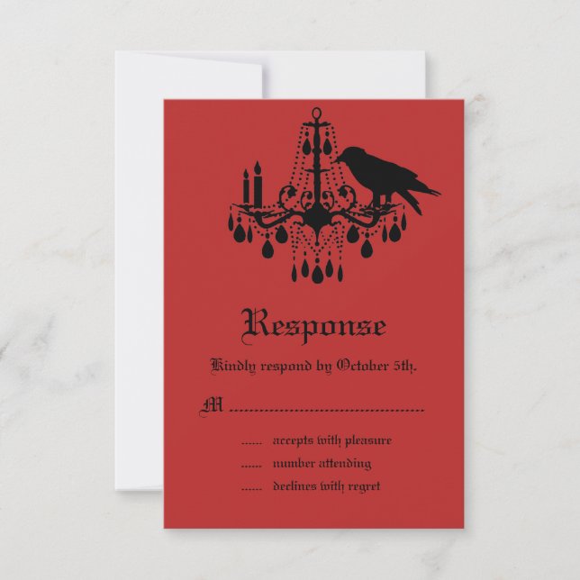 Raven and Damask RSVP Card (Front)