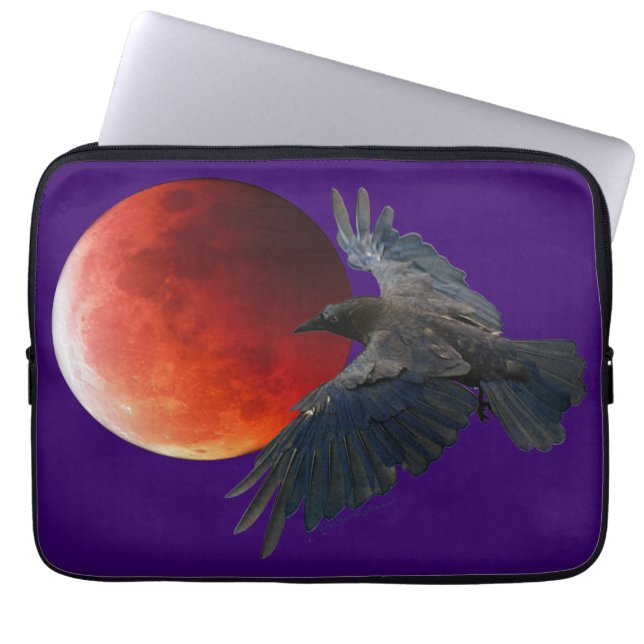Raven and Eclipsing Moon Laptop Sleeve (Front)