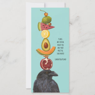 Raven and fruit congratulations flat card