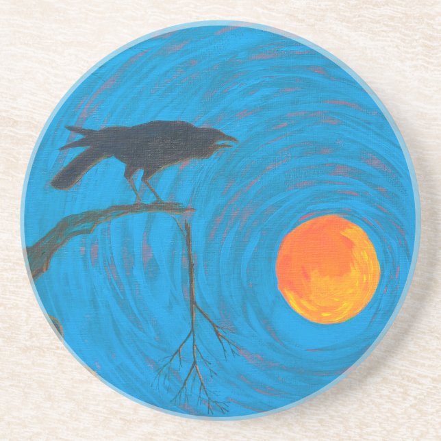 Raven and Full Moon Coaster (Front)