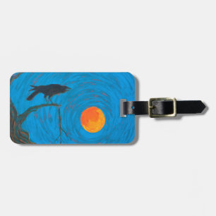 Raven and Full Moon Luggage Tag