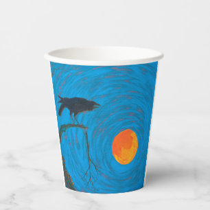 Raven and Full Moon Paper Cups