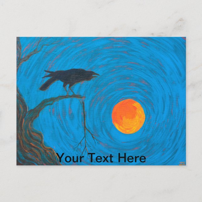 Raven and Full Moon Postcard (Front)