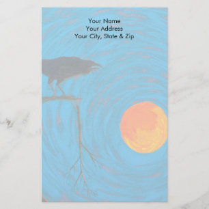 Raven and Full Moon Stationery