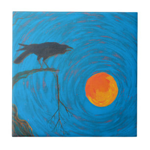 Raven and Full Moon Tile