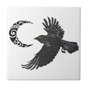 Raven and Moon Ceramic Tile