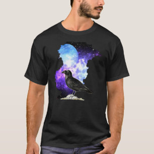 Raven And Night Moon Blackbird Ornithology T-Shirt