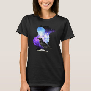 Raven And Night Moon Blackbird Ornithology T-Shirt