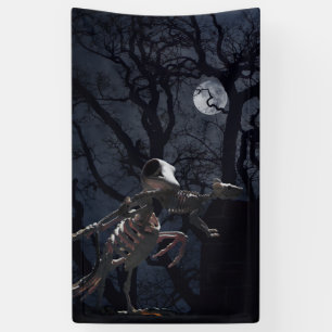 Raven and Rat Skeleton in Moonlight Banner
