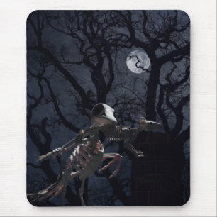 Raven and Rat Skeleton in Moonlight Mouse Pad