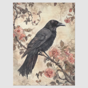 Raven and Roses Decoupage Tissue Paper