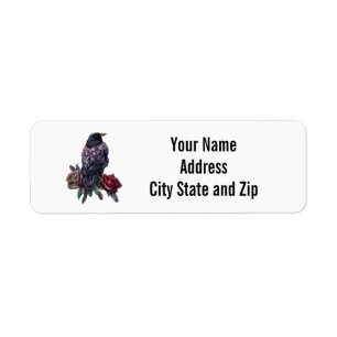 Raven and Roses Return Address Label