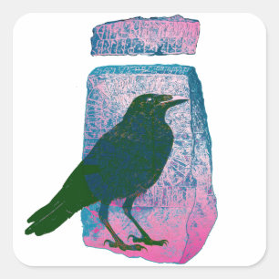 Raven And Runestone Square Sticker