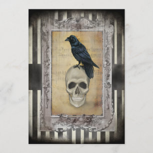 Raven and Skull Halloween Invitation