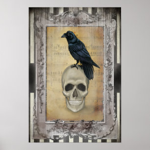 Raven and Skull halloween Poster