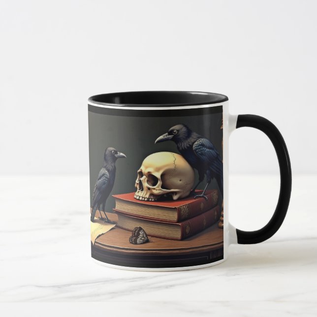 Raven and Skull Mug (Right)