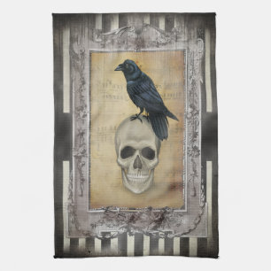 Raven and Skull Tea Towel
