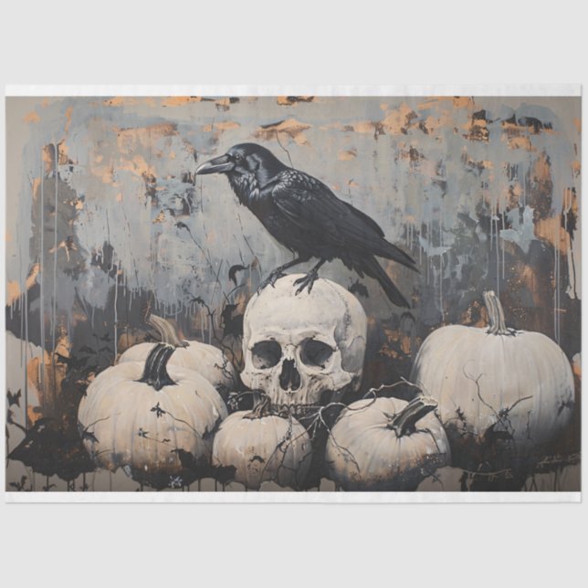 Raven and Skull Tissue Paper for Furniture (Front)