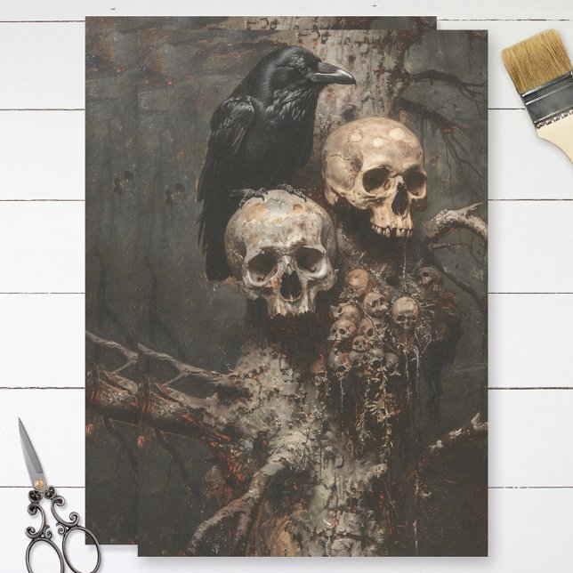 Raven and Skulls Spooky Decoupage Tissue Tissue Paper (Creator Uploaded)