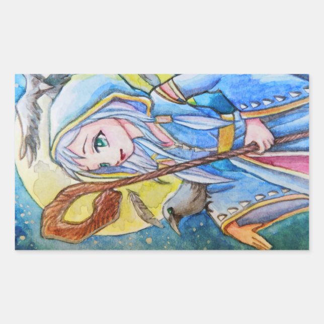 Raven and the Enchanter Rectangular Sticker (Front)