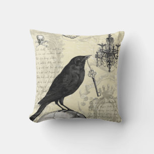 Raven and the Key, Gothic, halloween, Cushion