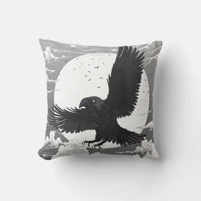 Raven And The Moon Cushion (Front)